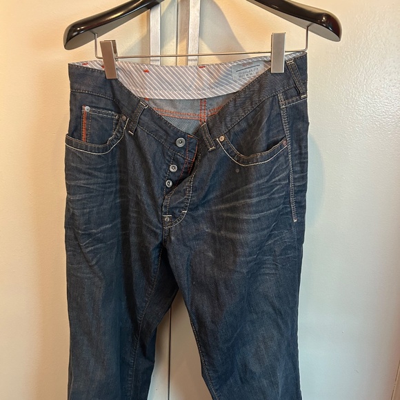Hugo Boss Blue Straight/Relaxed Fit Jeans Fade Orange Stitch 36x30 - Picture 4 of 5